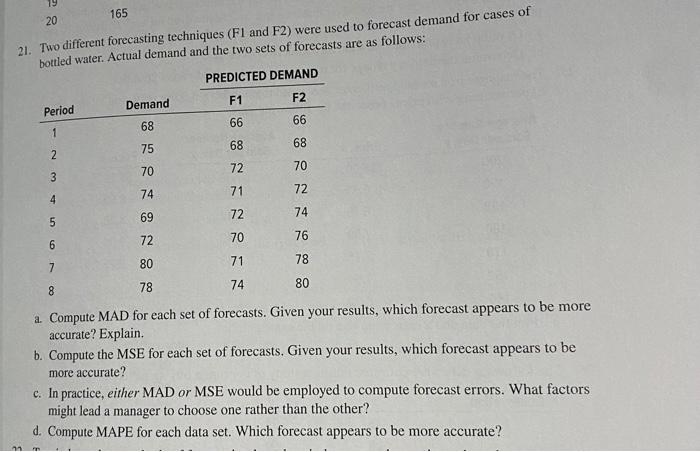 19 20 165 21. Two different forecasting