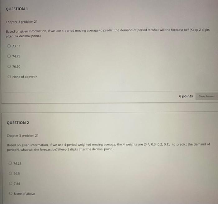 19 20 165 21. Two different forecasting