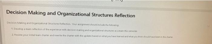 Decision Making and Organizational Structures
