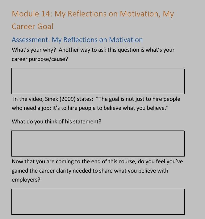 CAREER SUCCESS- CDEV 1830 Assignment 5: My Goals