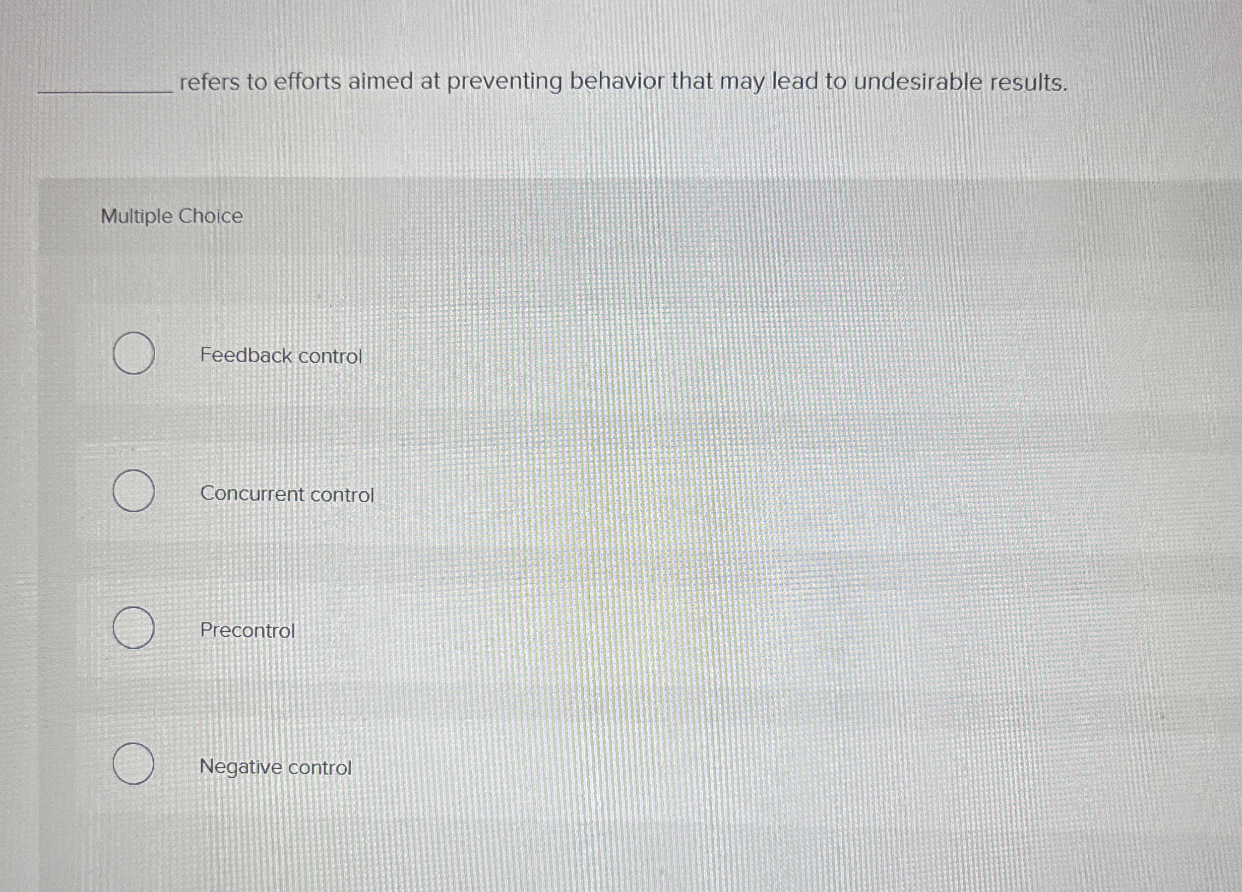 Multiple Choice Feedback control Concurrent