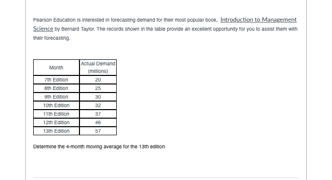 Pearson Education is interested in forecasting