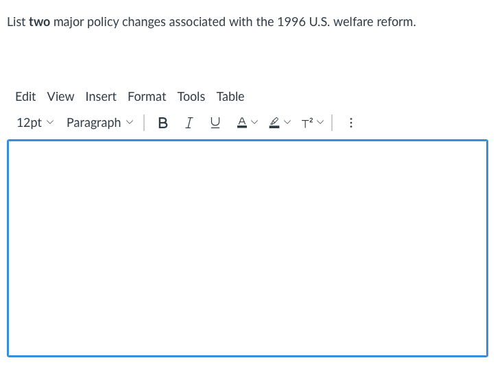 List two major policy changes associated with the