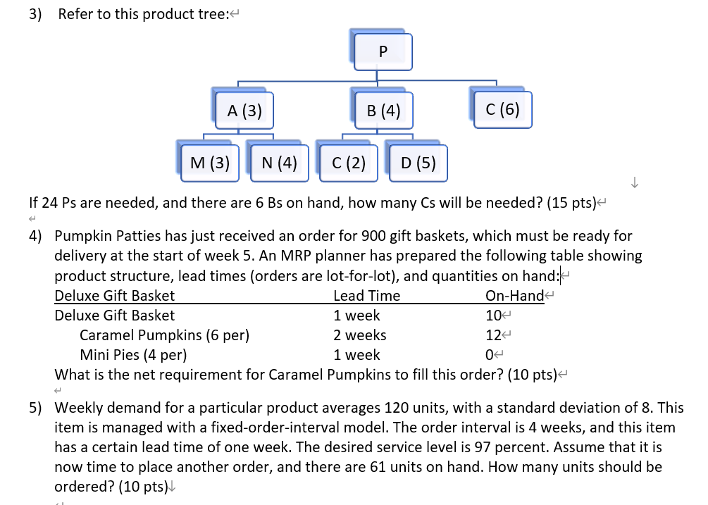 HW 3- Submit work in 1 excel file with answer
