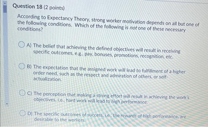 Question 17 (2 points) Which of the following is