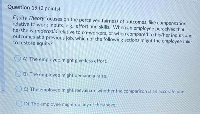 Question 17 (2 points) Which of the following is