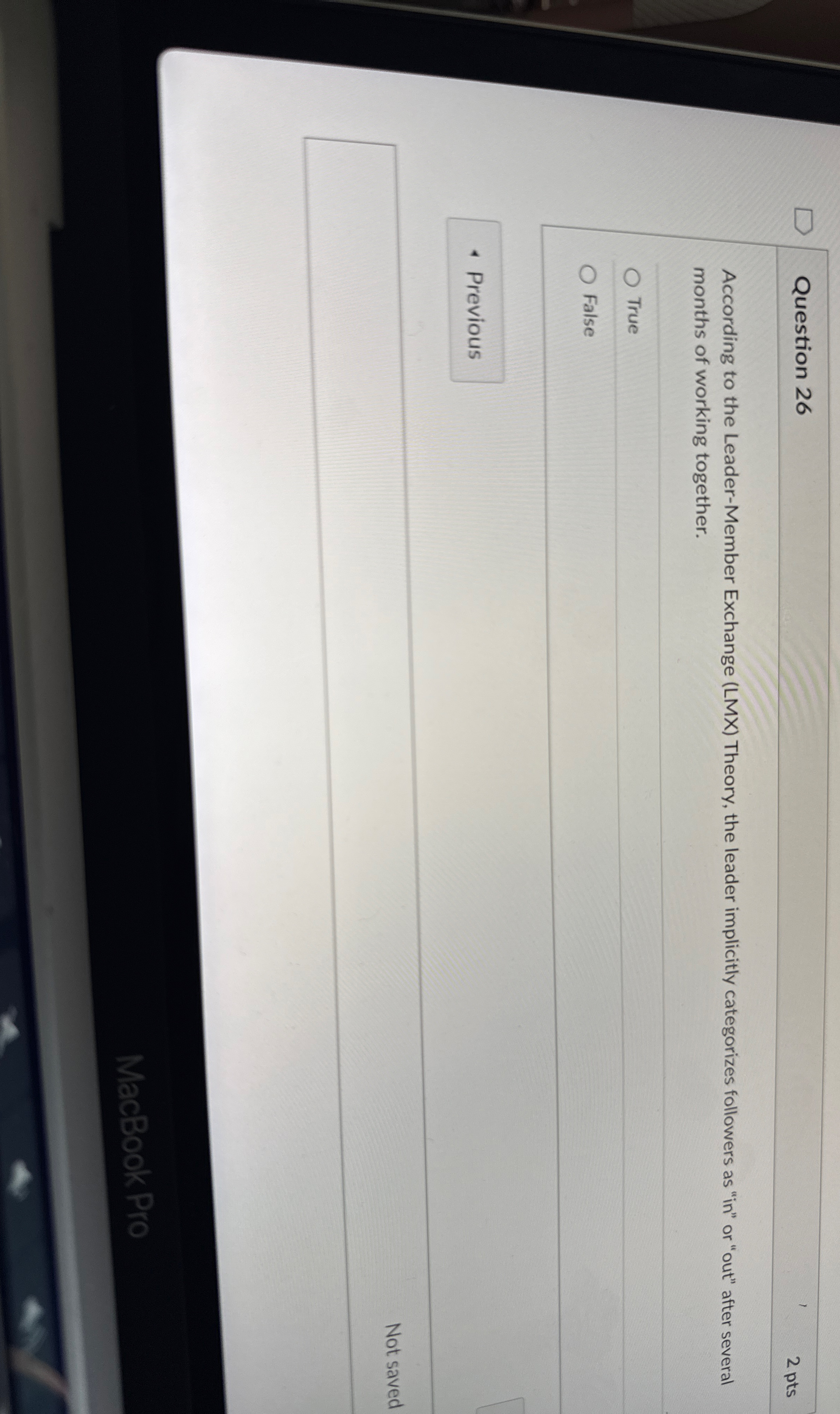 Question 2 6 2 pts According to the Leader -