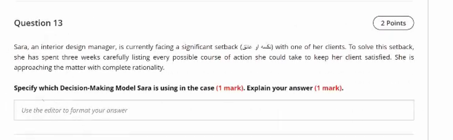 Question 13 2 Points Sara, an interior design