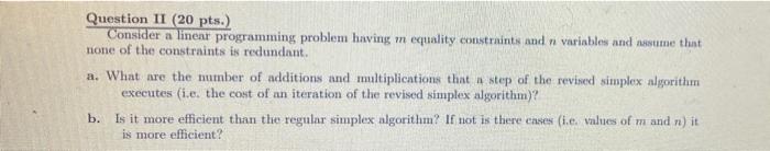 Question II (20 pts.) Consider a linear