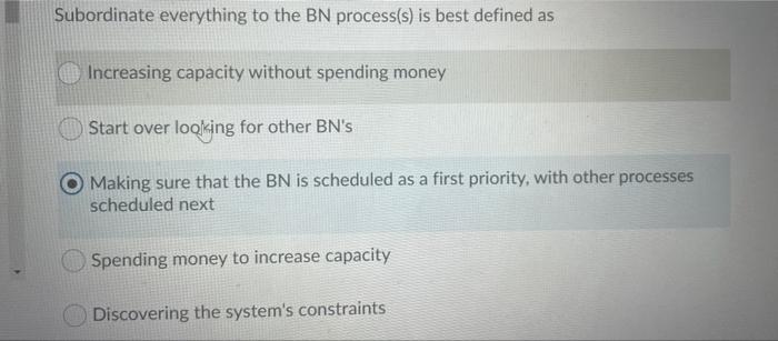 Subordinate everything to the BN process(s) is