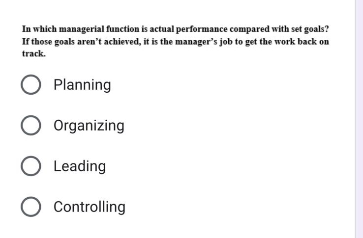 In which managerial function is actual