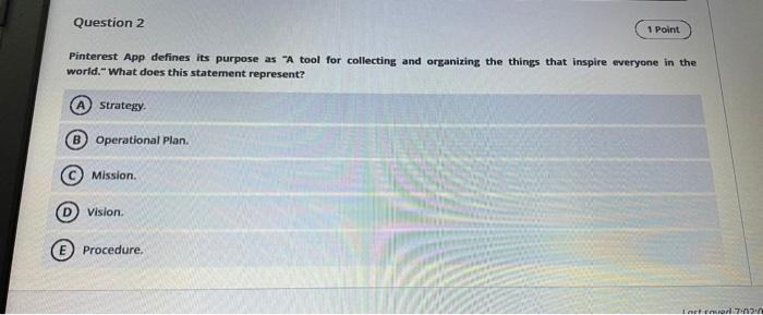 Question 2 1 Point Pinterest App defines its