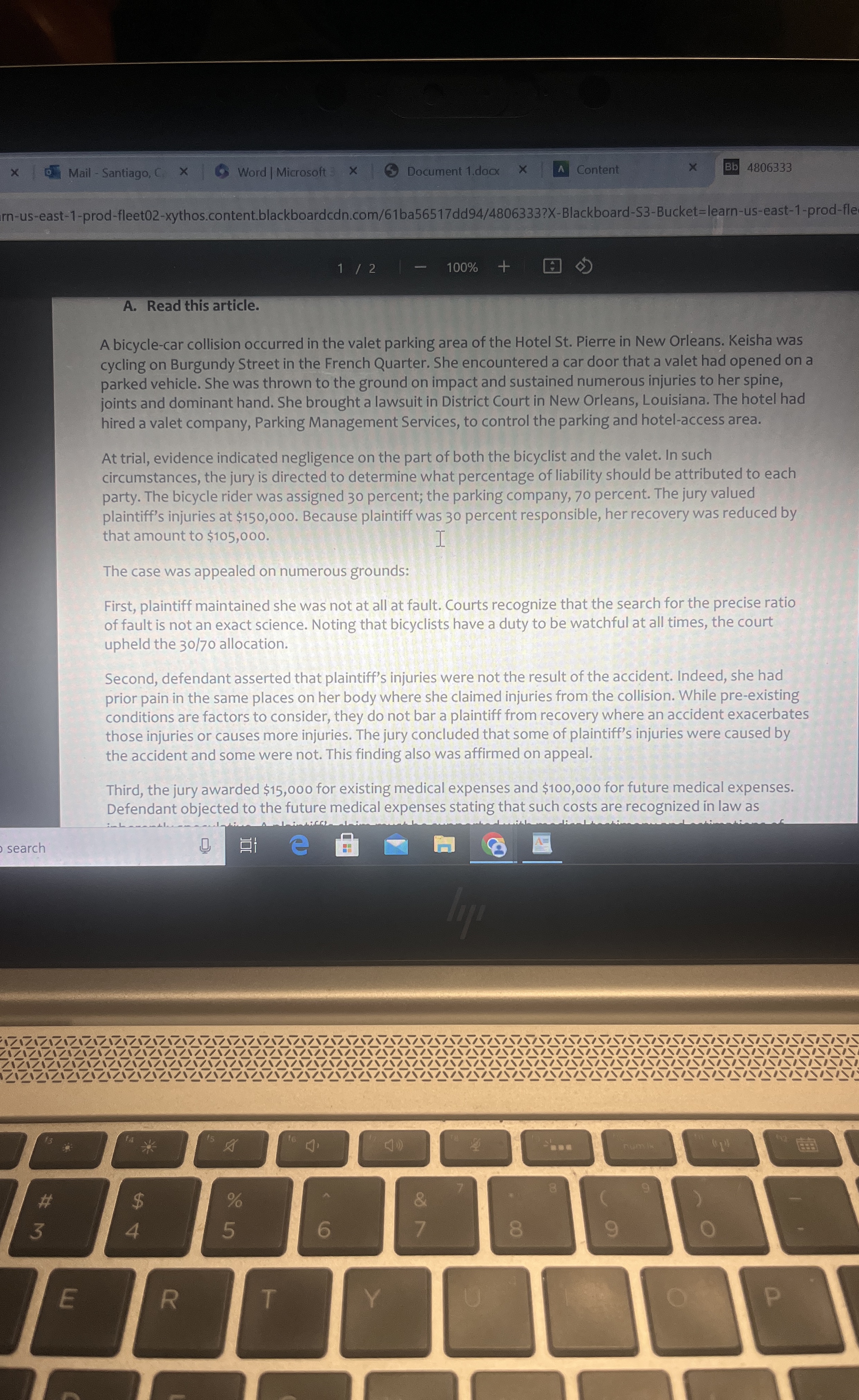 Mail - Santiago, Word | Microsoft Document 1 .