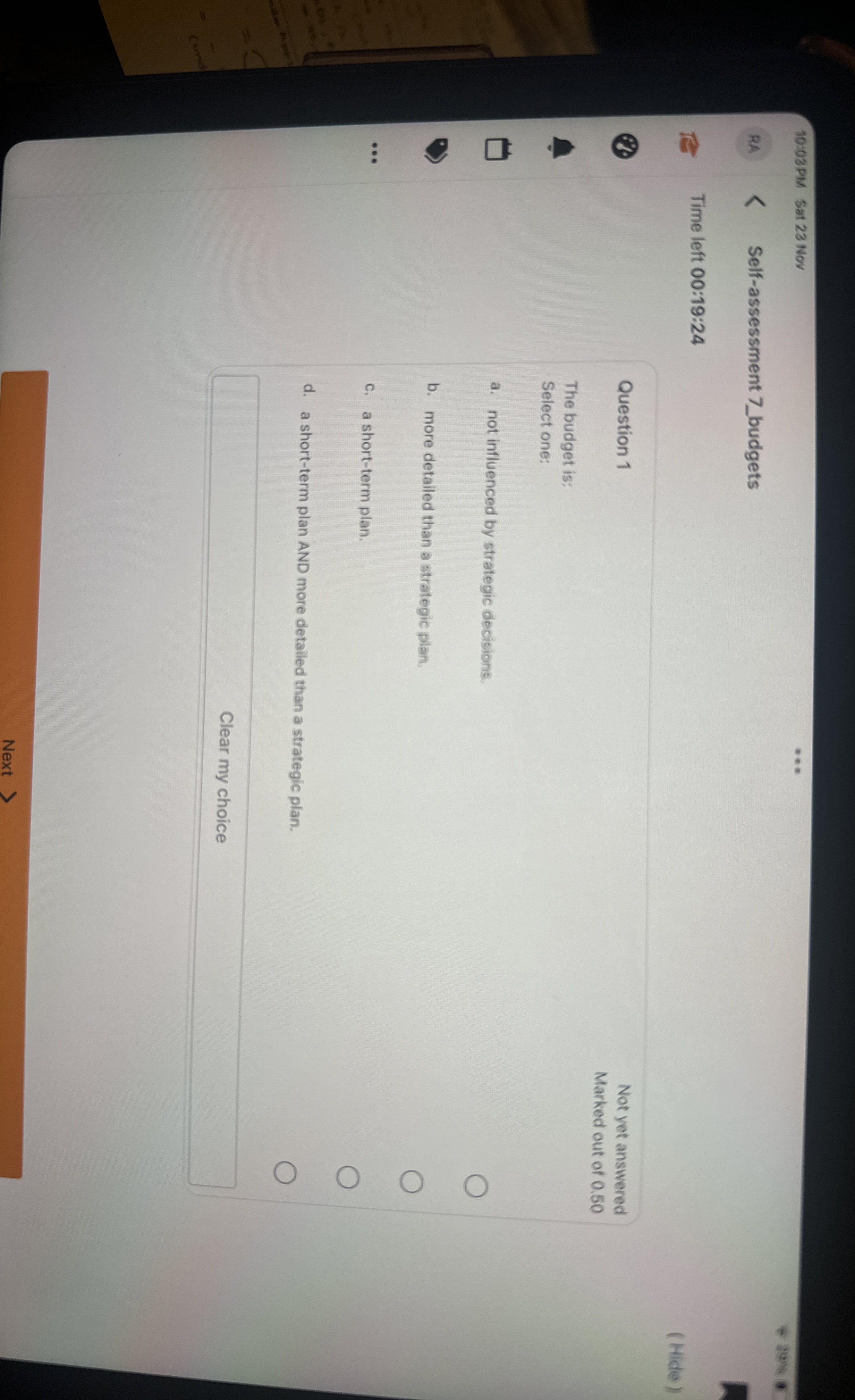 1 0 : 0 3 PM Sat 2 3 Nov RA Self - assessment 7 _