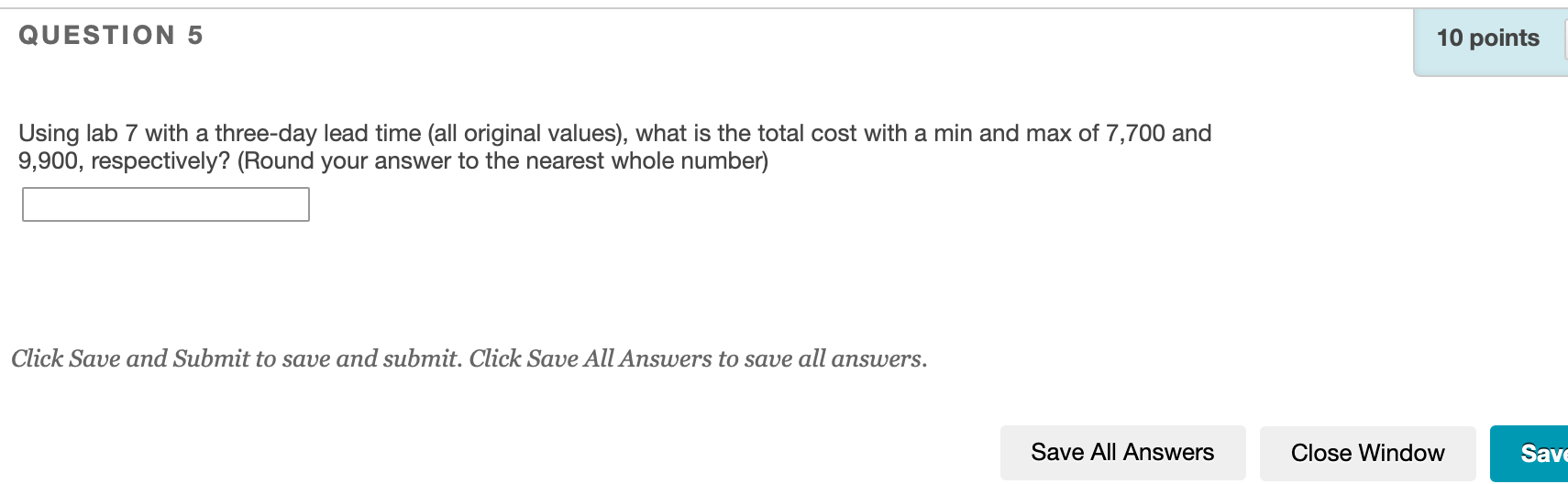 COST PARAMETERS Ordering Cost $ $ 50.00 Holding