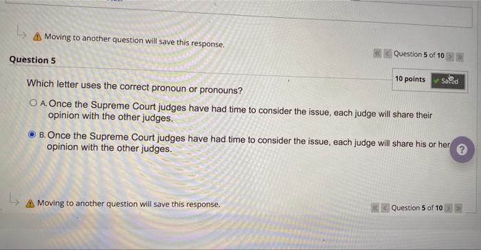Question Completion Status: A Moving to another