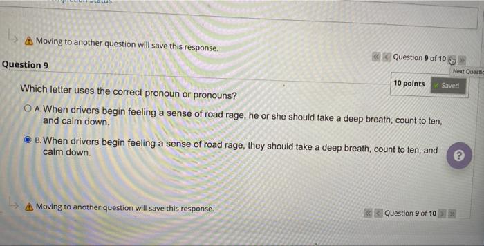 Question Completion Status: A Moving to another