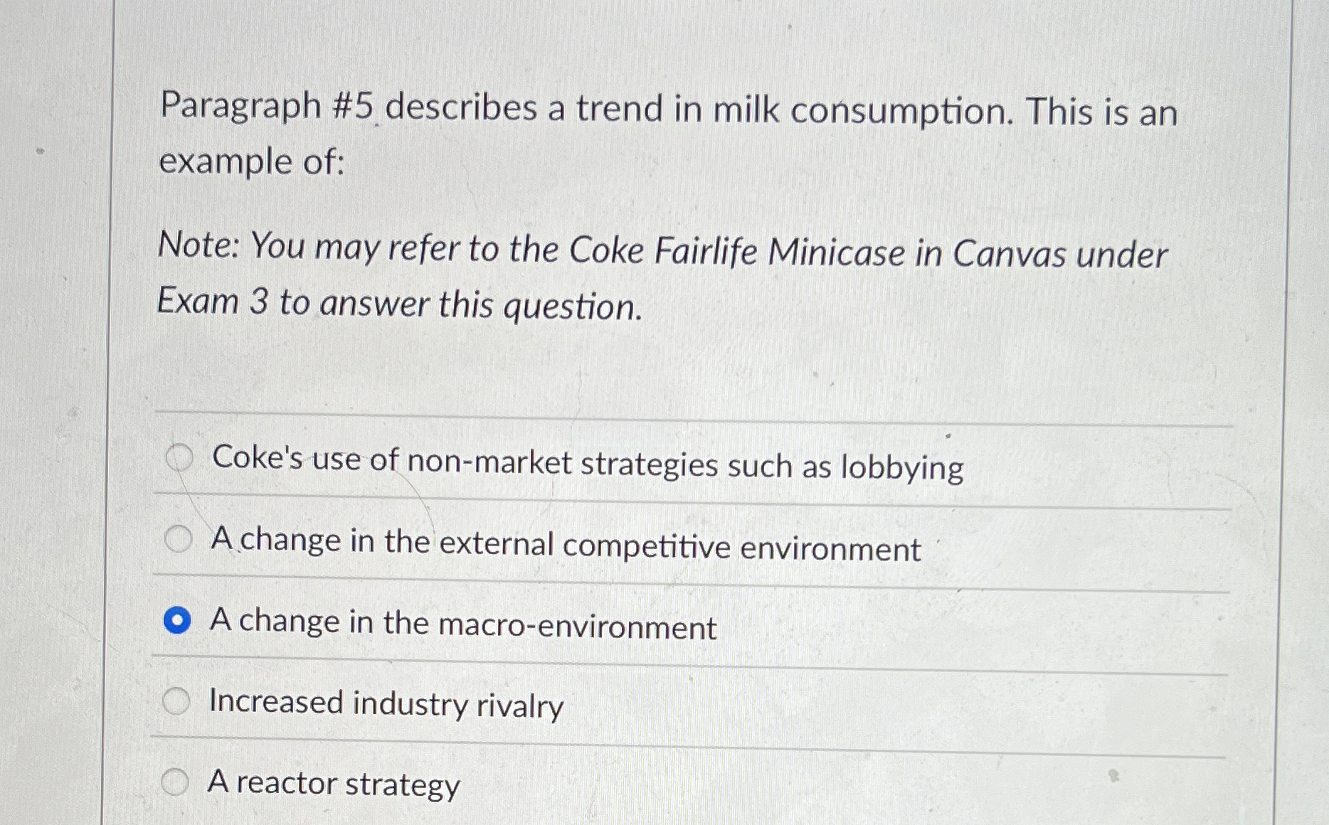 Paragraph # 5 describes a trend in milk