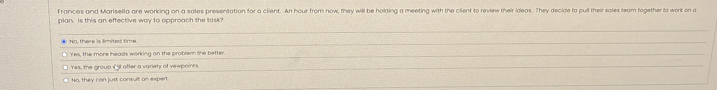 Frances and Marisella are working on a sales