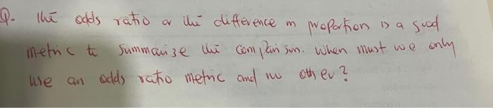 9. the odds ratio as the difference in reportion