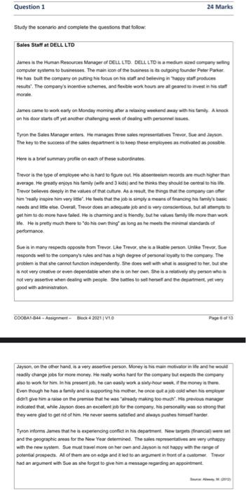 Qst 2 Question 1 24 Marks Study the scenario and