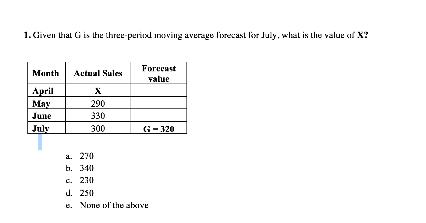 . Given that G is the three-period moving average