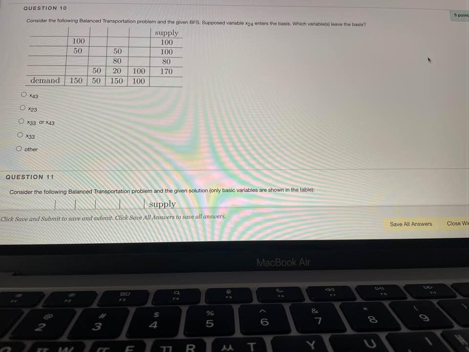 QUESTION 10 5 point Consider the following