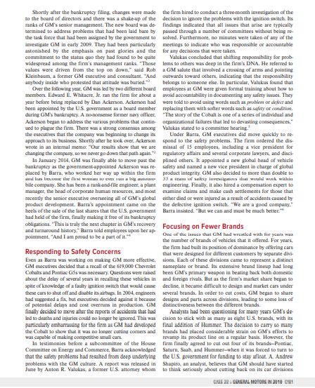 Describe three issues regarding General Motors