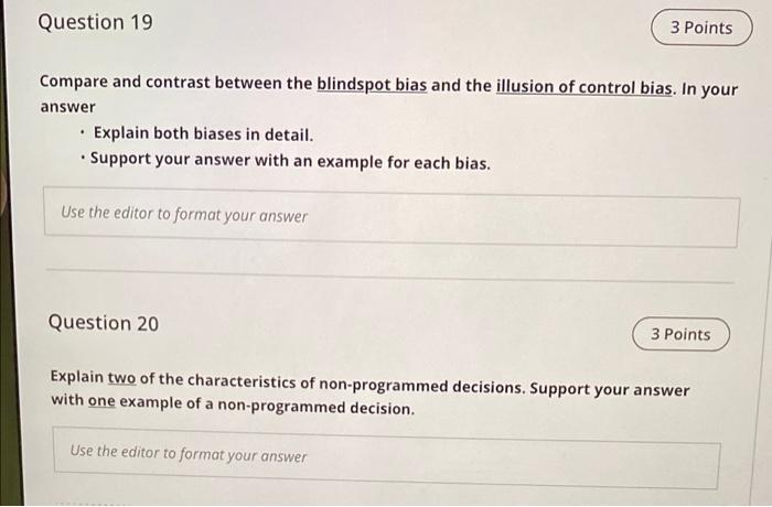 Question 19 3 Points Compare and contrast between