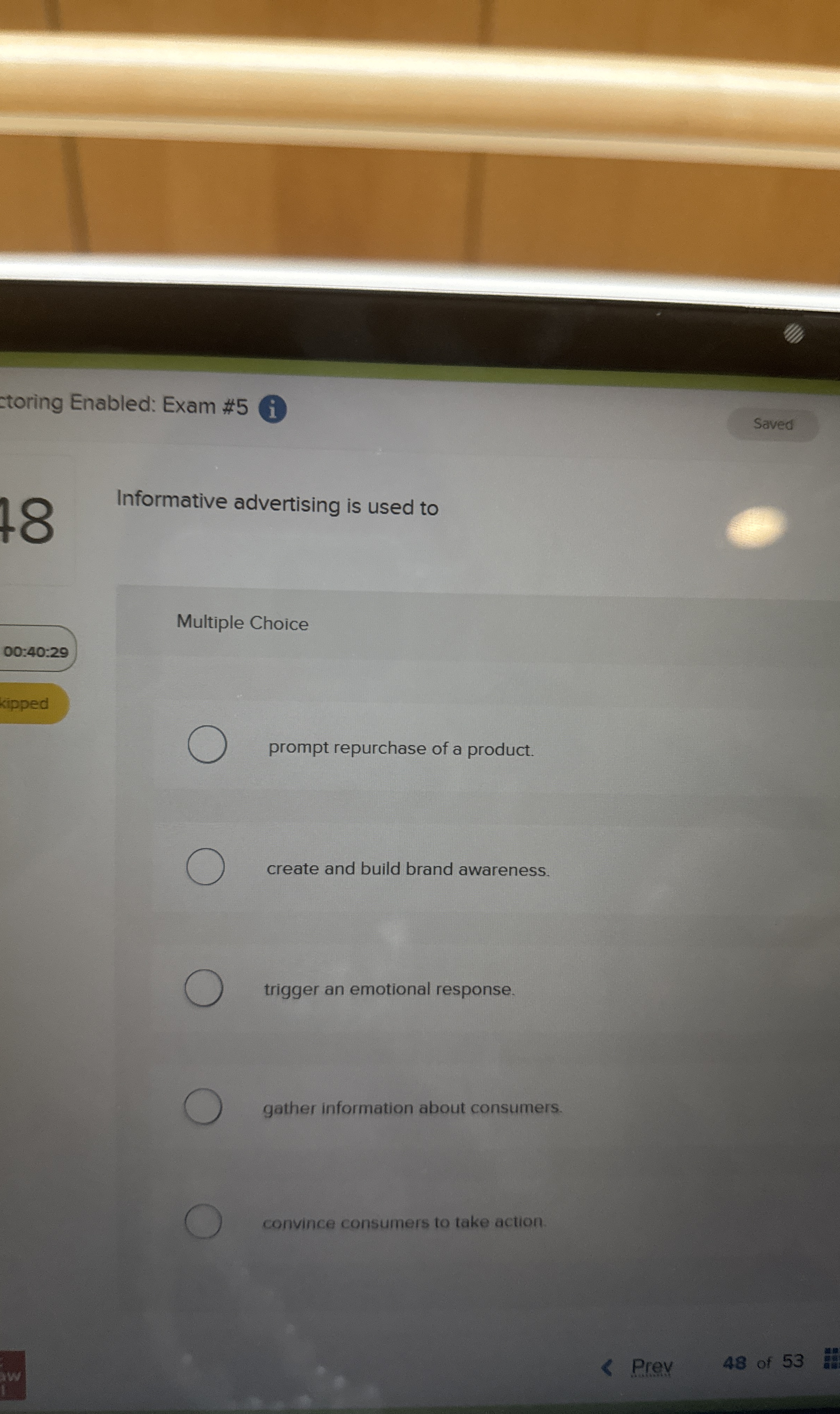 ctoring Enabled: Exam # 5 i . Saved 1 8