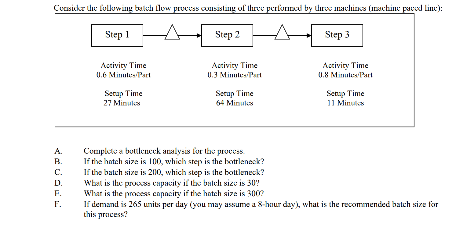 Consider the following batch flow process