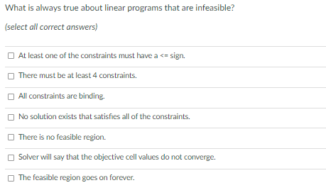 What is always true about linear programs that