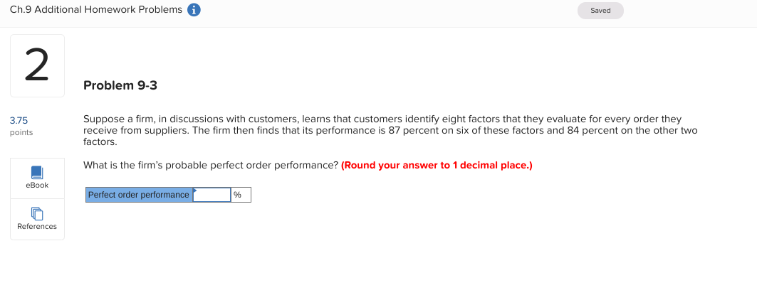 Ch.9 Additional Homework Problems Saved 2 Problem