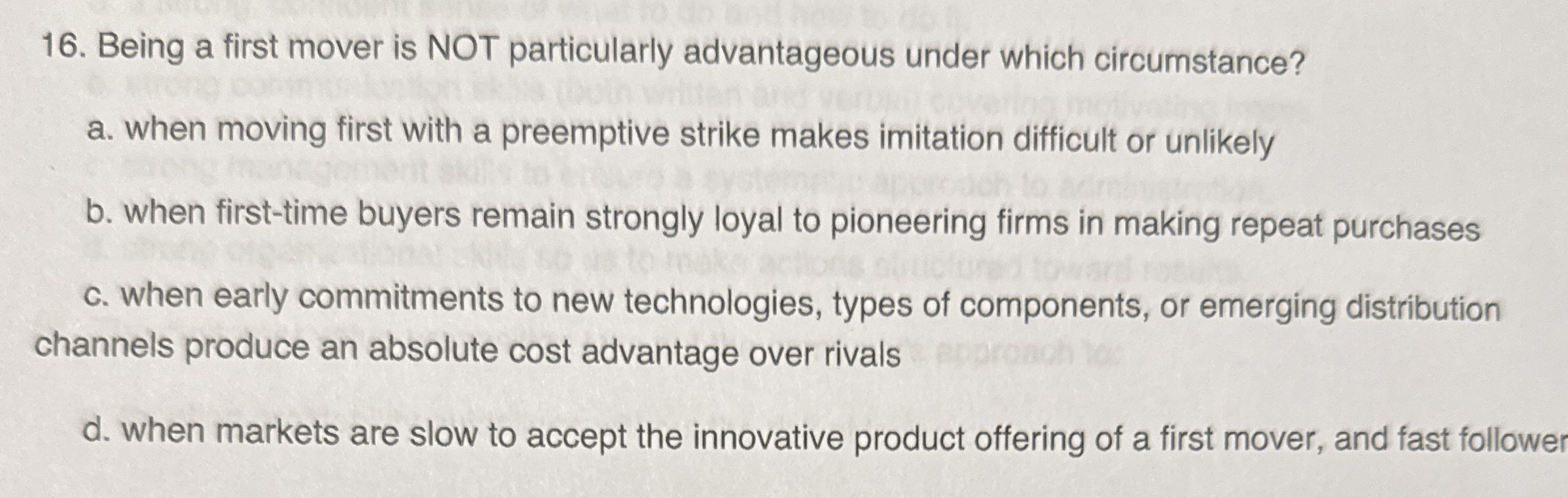 Being a first mover is NOT particularly