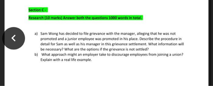 Section C. Research (10 marks) Answer both the