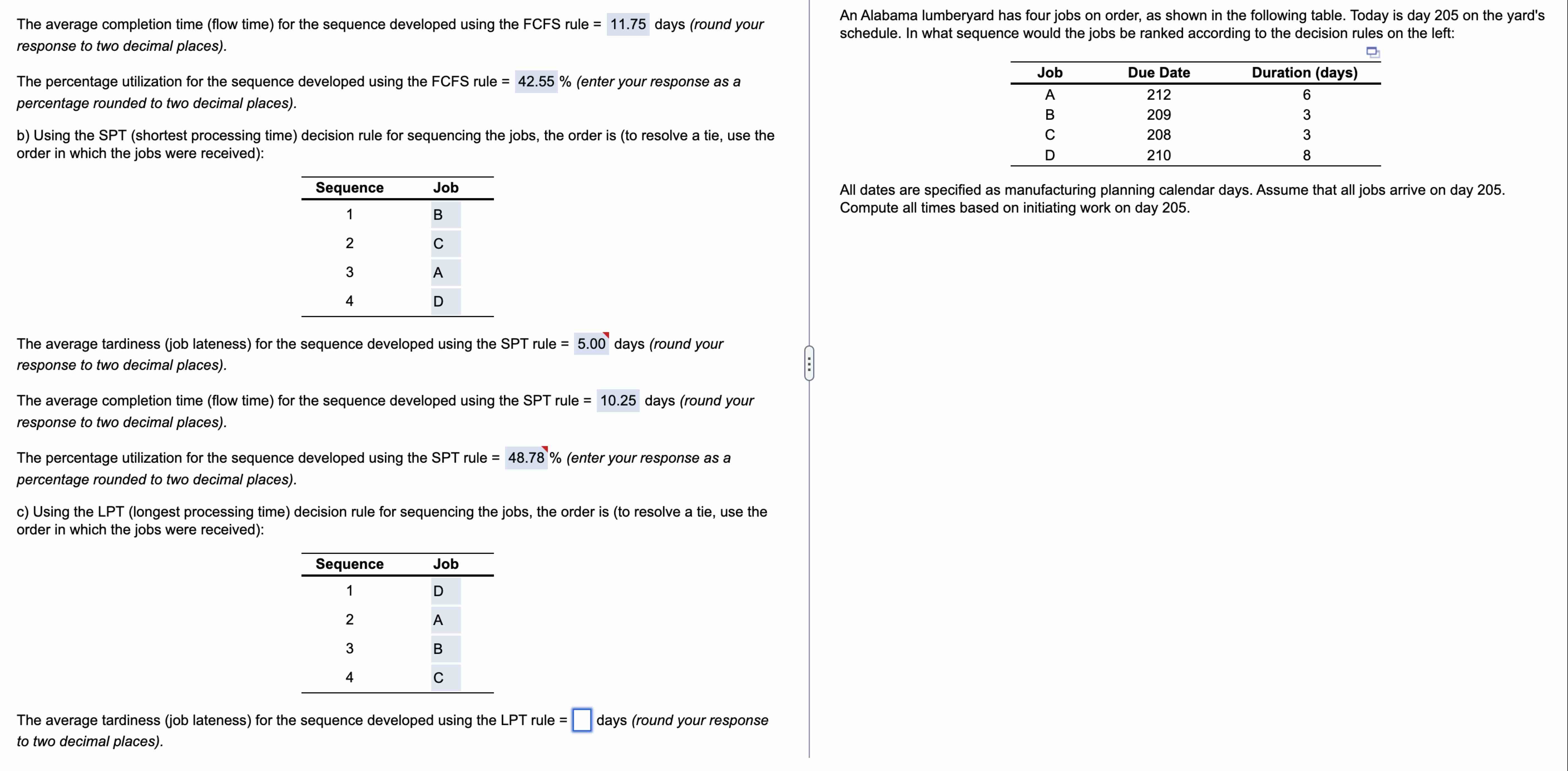 The average completion time ( flow time ) for the