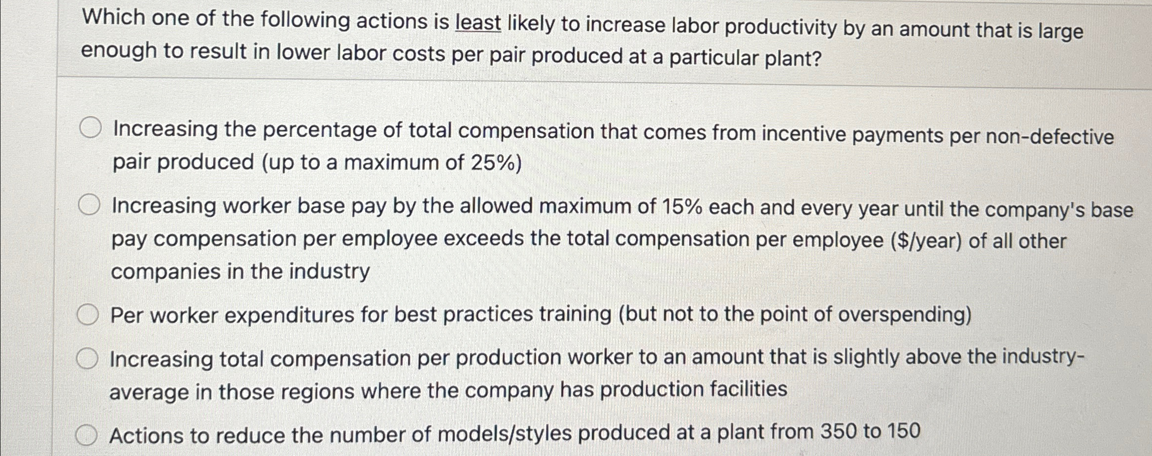 Which one of the following actions is least