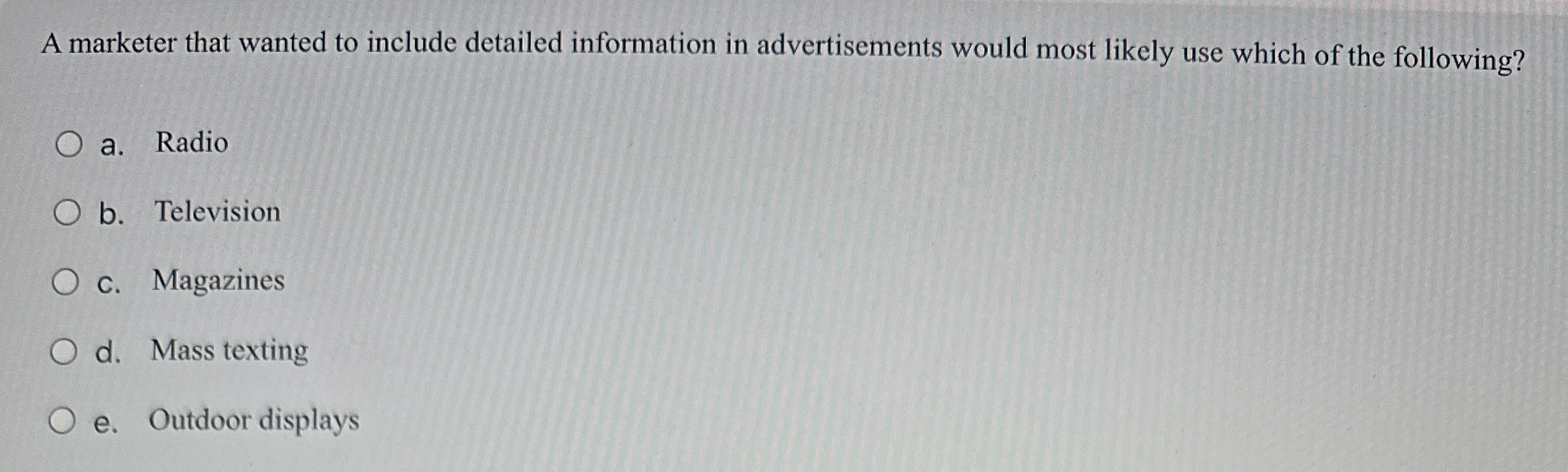 A marketer that wanted to include detailed