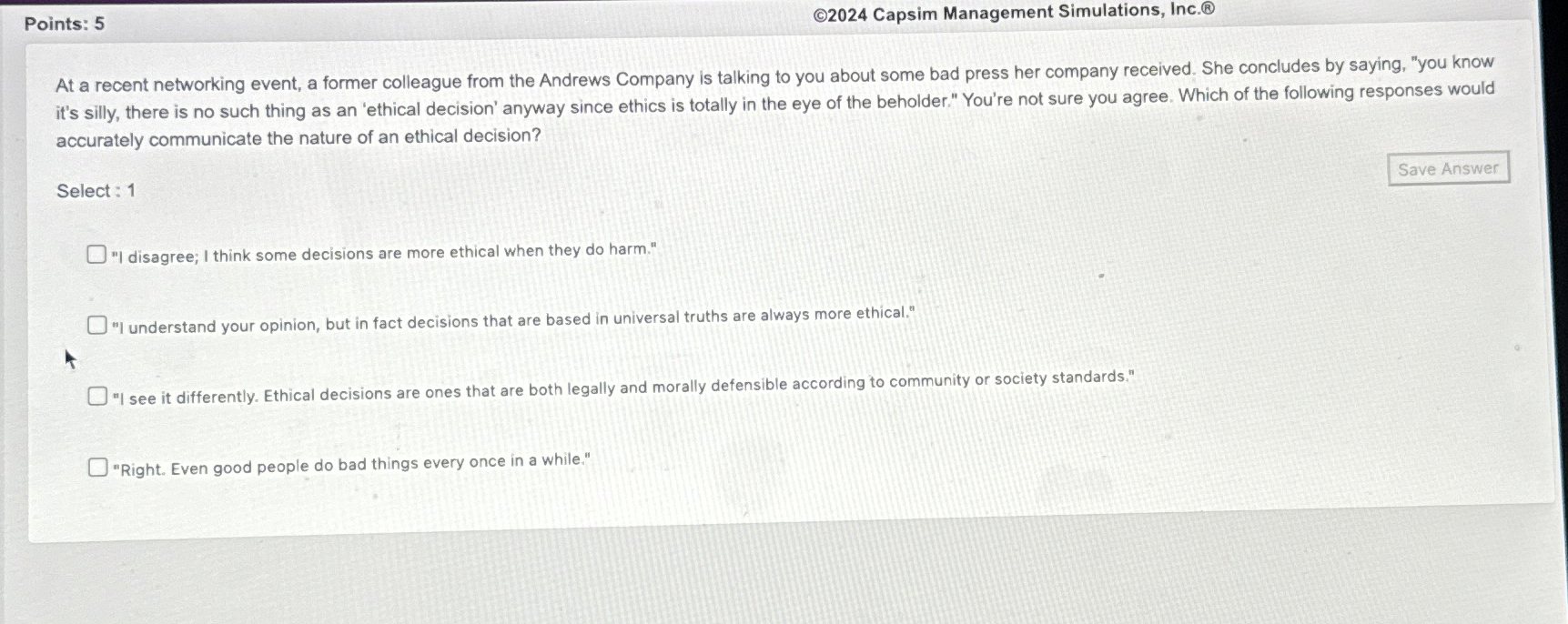 Points: 5 ( c 2 0 2 4 Capsim Management