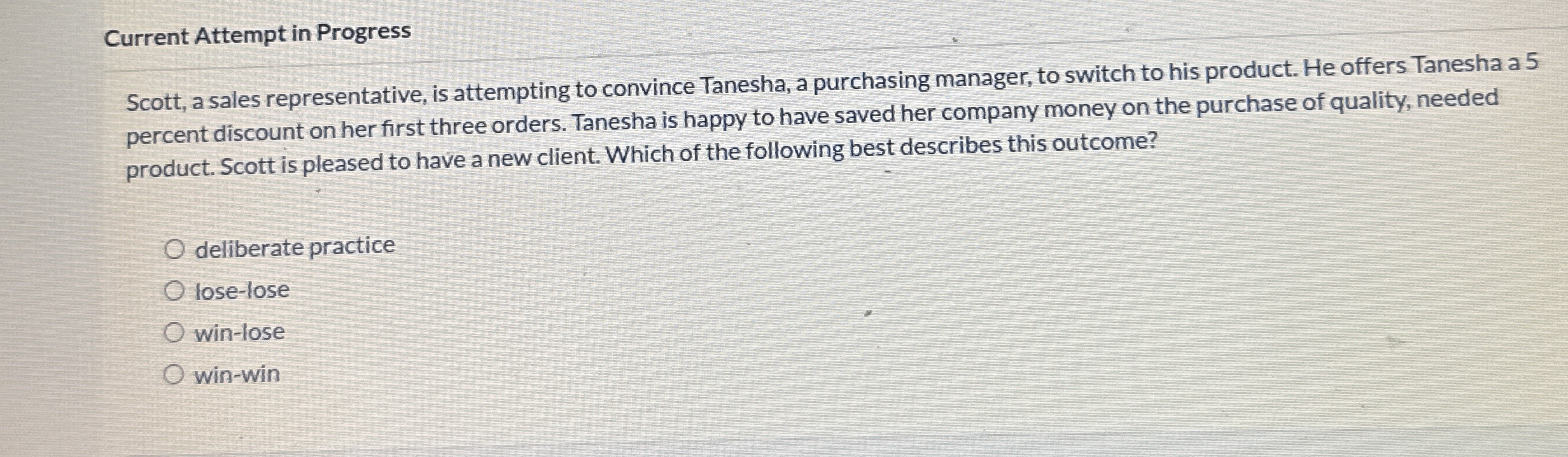 Current Attempt in Progress Scott, a sales