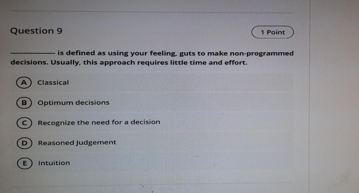 q9 Question 9 1 Point is defined as using your