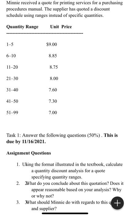 please answer clearly. Minnie received a quote