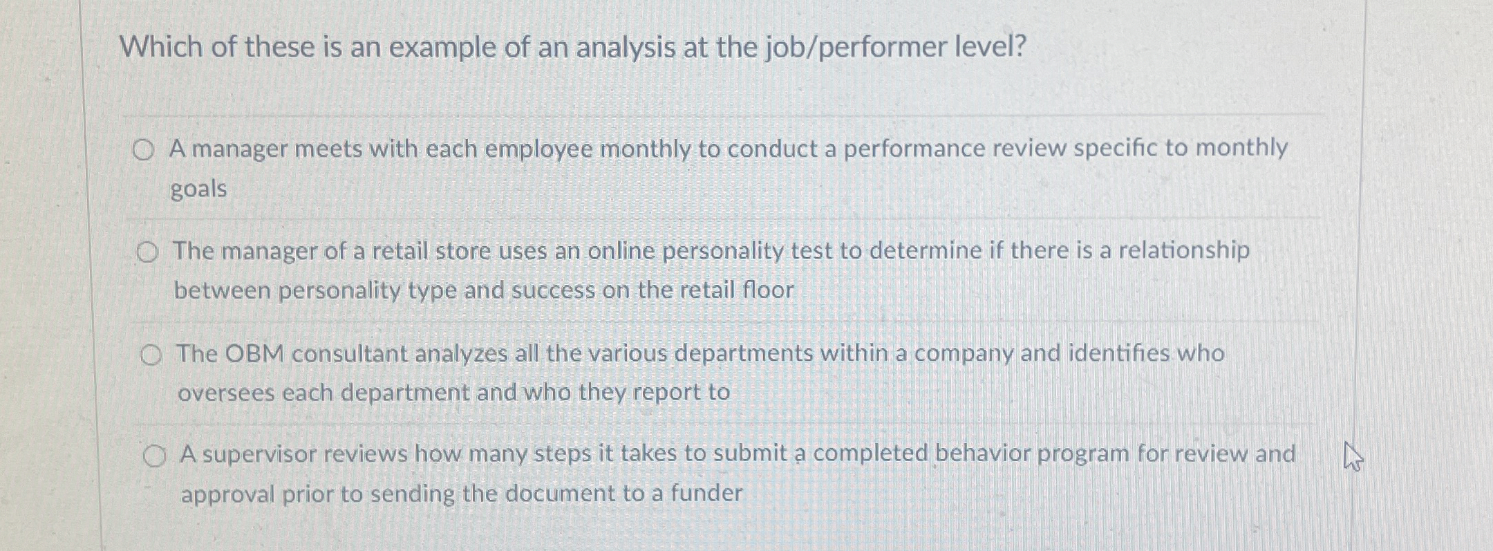 Which of these is an example of an analysis at