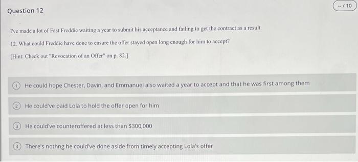 -- / 10 Question 12 I've made a lot of Fast