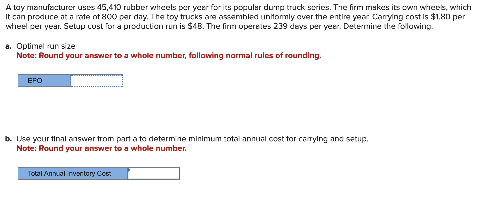 A toy manufacturer uses 4 5 , 4 1 0 rubber wheels