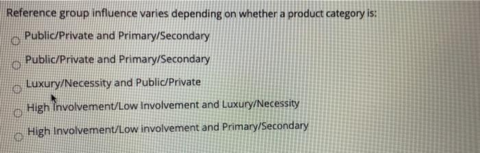 Reference group influence varies depending on
