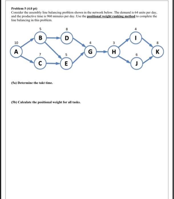 Problem 5 (4.0 pt) Consider the assembly line