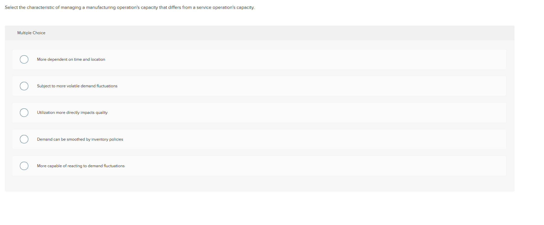 Select the characteristic of managing a