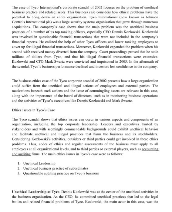 The case of Tyco International's corporate