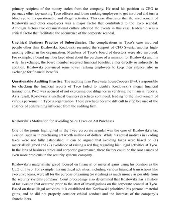 The case of Tyco International's corporate